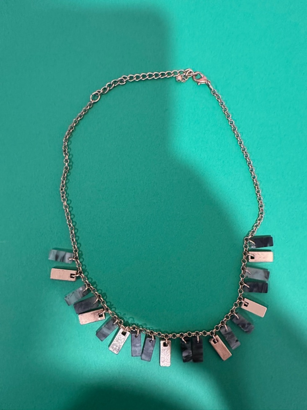 Gold and Gray Dangle Bar Necklace - Women's Jewelry. Edgy look